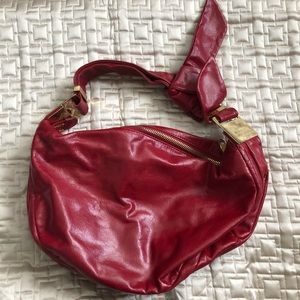 Badgley Mischka Carina Leather Bow Hobo Purse